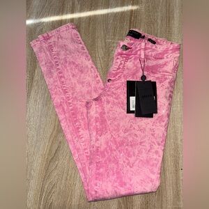 Phillip Plein women’s size 27 pink acid wash leggings NWT